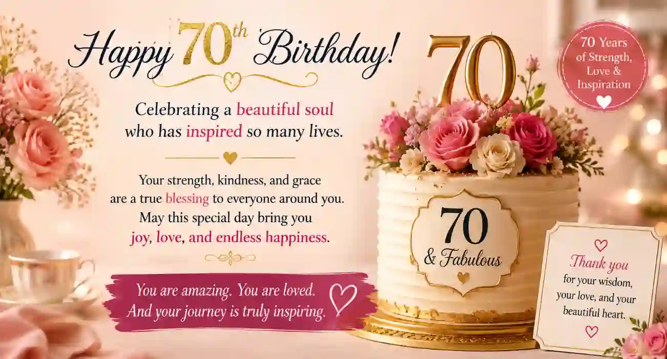 Inspirational Message Female Happy 70th Birthday Wishes